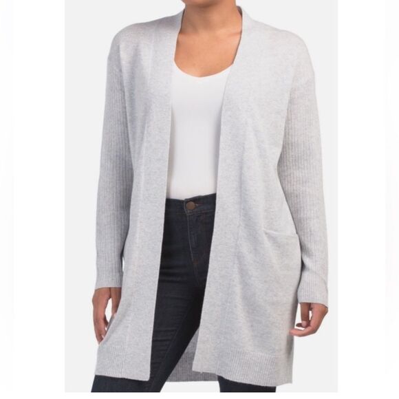 Theory Cashmere grey Rib Knit Sleeve Cardigan size XS TP - Picture 2 of 14